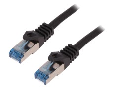 Cablu patch cord S/FTP Cat6a negru 3m