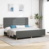 VidaXL Cadru de pat cu headboard Gri &icirc;nchis 200 x 200 cm țesătură