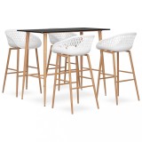 VidaXL Set mobilier de bar, 5 piese, negru și alb