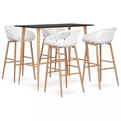vidaXL Set mobilier de bar, 5 piese, negru și alb foto