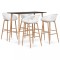 vidaXL Set mobilier de bar, 5 piese, negru și alb