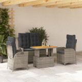 Set mobilier de gradina cu perne, 4 piese, gri, poliratan GartenMobel Dekor, vidaXL