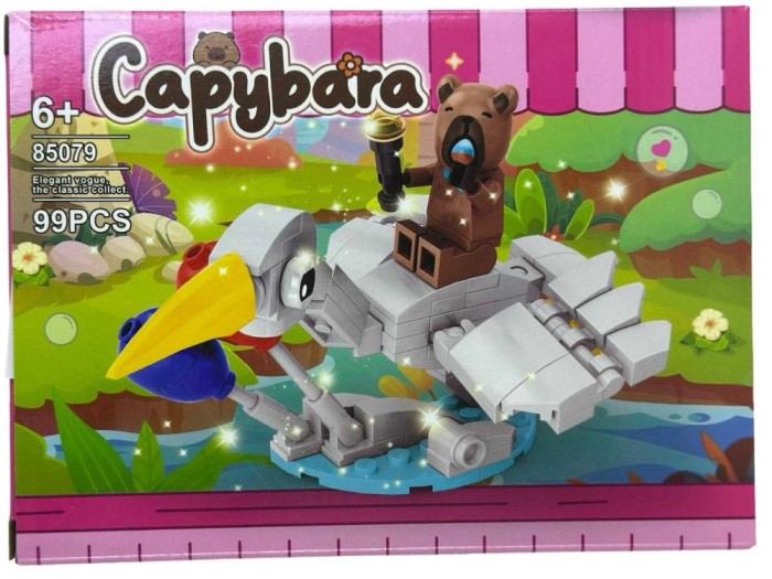 Set constructie Capybara pe pasare cu inghetata - 99 piese, model 85079