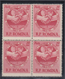 ROMANIA 1955 LP 382 CONFERINTA SINDICALA VIENA BLOC DE 4 TIMBRE MNH, Nestampilat