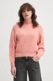 American Vintage pulover din amestec de lana femei, culoarea portocaliu, călduros, cu turtleneck, EAST18QE25