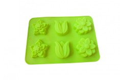 Forma din silicon pentru prajituri, 6 cavitati, Floral, 119COF