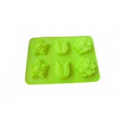 Forma din silicon pentru prajituri, 6 cavitati, Floral, 119COF