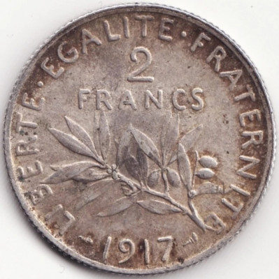 Moneda Argint Franta - 2 Francs 1917 foto