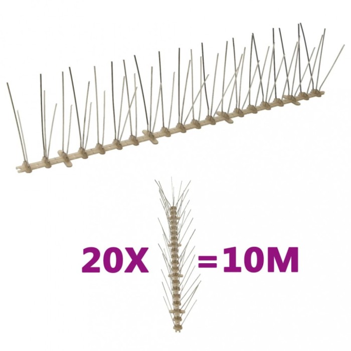 vidaXL Set bandă cu țepi antipăsări cu 5 r&acirc;nduri 20 buc. plastic 10 m