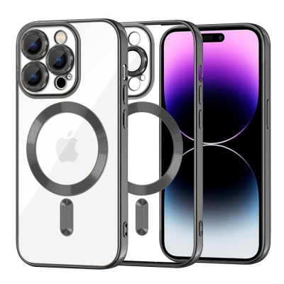 Husa iPhone 14 Pro Max 6.7 Silicon Magsafe Transparenta&amp;amp;Negru foto