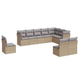 Cumpara ieftin Set canapele de gradina cu perne, 10 piese, bej, poliratan