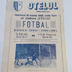 Program meci fotbal OTELUL GALATI - PROGRESUL BRAILA (16.03.1986)