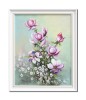 Tablou cu magnolii pictat manual inramat, Puritate, 55x45cm ulei pe panza, rama din lemn, Geo Ungureanu