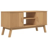 Cumpara ieftin Dulap TV &bdquo;OLDEN&rdquo;, maro, 114x43x57 cm, lemn masiv pin