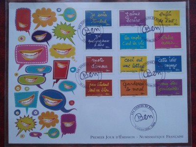 2011-Franta-Cuvintele lui Ben autocolant-12 buc.-F.D.C.-MNH foto