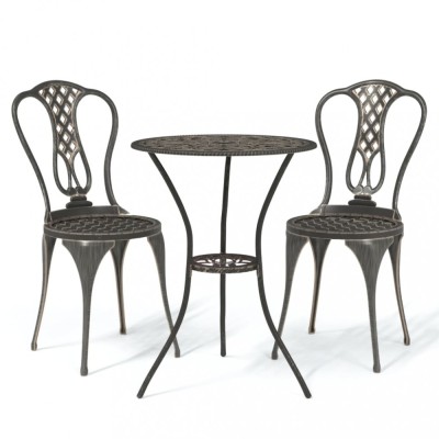 Set mobilier bistro, 3 piese, bronz, aluminiu turnat foto