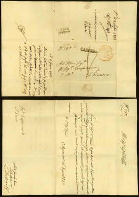Italy 1823 Postal History Rare Stampless Cover + Content to San Ginesio DB.508 foto