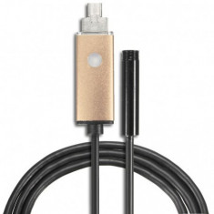 2 in 1 Endoscop 7mm Camera OTG USB pentru Android Culoare Aur, Lungime 5 metri foto