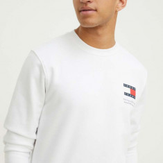 Tommy Jeans bluză bărbați, culoarea alb, cu imprimeu DM0DM18913