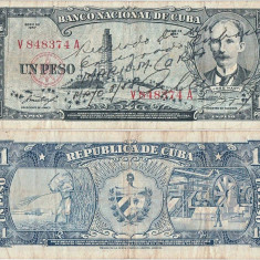 1957 , 1 peso ( P-87b ) - Cuba