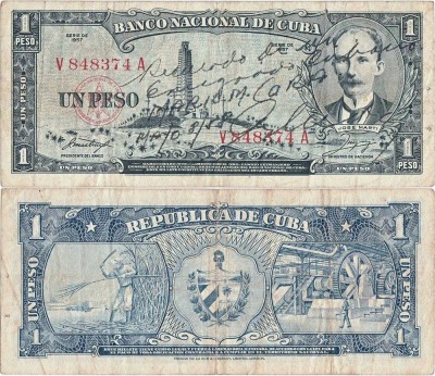 1957 , 1 peso ( P-87b ) - Cuba foto