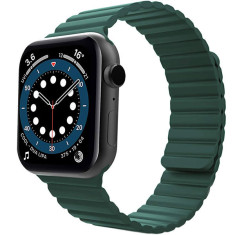 Curea iUni compatibila cu Apple Watch 1/2/3/4/5/6, 44mm, Silicon Magnetic, Green