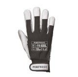 Manusi din piele, negru/alb, 2XL, Portwest