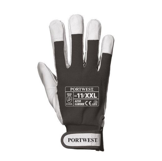 Manusi din piele, negru/alb, 2XL, Portwest