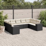 Cumpara ieftin Gossi set mobilier de gradina cu perne, 9 piese, negru, poliratan
