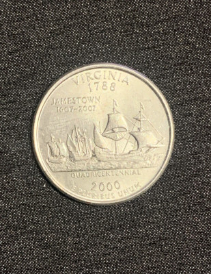 Moneda jubiliară quarter dollar 2000 Virginia foto