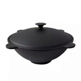 Oala Fonta Wok Perfect Home, 51.5cm, 20L, cu Capac, Negru, Inalta 26cm, Diametru 51.5 cm