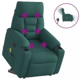 vidaXL Fotoliu electric masaj rabatabil / ridicare verde &icirc;nchis textil