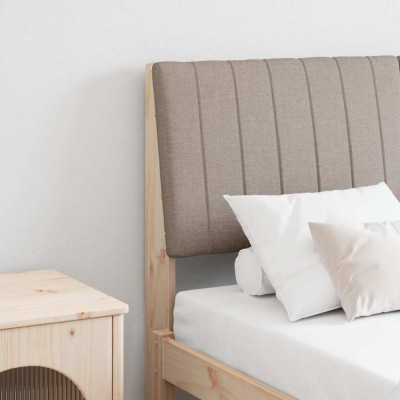 vidaXL Tăblie tapițată Gri taupe 140 cm Lemn de pin masiv 879397 foto
