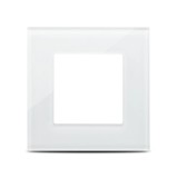 Ramă sticlă Pulsar Touch NS 1 post alb 86x86 mm, design minimalist modern, finisaj securizat 4 mm pentru aparataj electric &icirc;ncastrat premium