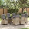 VidaXL Set de masă pentru grădină 7 pcs Bej poliratan