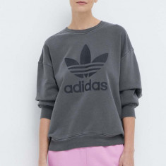 adidas Originals hanorac de bumbac femei, culoarea gri, cu imprimeu IN2270