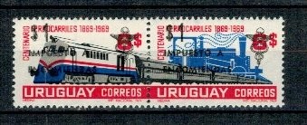 Uruguay 1969 - Caile ferate, supratipar colete, serie neuzata foto