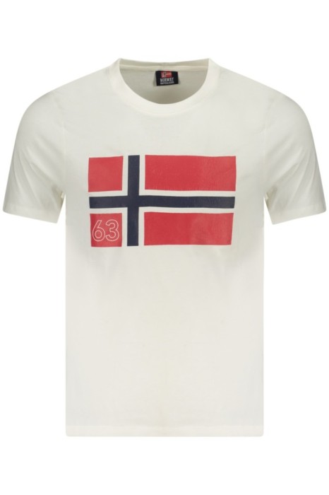 Norway Tricou barbati, cu logo, din bumbac, Regular fit, Alb, M