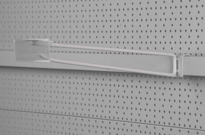 Rafturi de agățat H23 0400 mm, M08 cu etichetă de preț din PVC, pentru st&acirc;lp