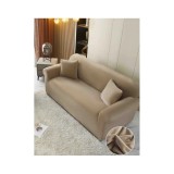 Cumpara ieftin Husa Elastica din Catifea pentru Canapea 3 Locuri + Fata de Perna, Bej - JOJ112