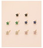 Cumpara ieftin Cercei Stud din Argint 925 Placat cu Aur , Model Tiny Flower A ncrustat cu Zirconii Colorate