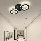 Lustra LED Nova Rotonda 29W cu telecomanda, cristal, 2 cercuri, dimabila, negru