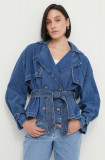 Pepe Jeans geaca jeans femei, culoarea albastru marin, de tranzitie