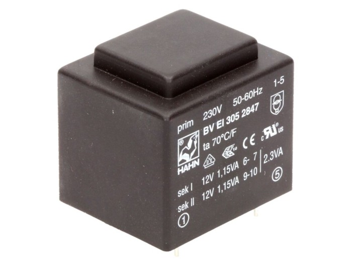 Transformator &icirc;ncapsulat 2,3VA 230VAC 12V PCB