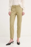 Sisley pantaloni femei, culoarea verde, mulata, medium waist, 4BYW55AH6