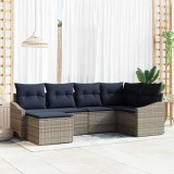 vidaXL Set de canapea cu pernă 6 pcs Gri și bleumarin poliratan 3355464
