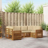 vidaXL Set canapea sectională cu pernă 6 pcs Natural și Bej 3375378