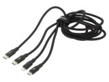Cablu USB 2.0 negru textilă 1,5m