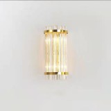 Lampa de Perete in Interior, Flippy, Lampa de Lux pentru Decor de Interior, Corp de Iluminat Tip aplica, din Inox Auriu si Cristal, Lumina Calda Rece