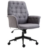 Vinsetto Scaun de Birou Ergonomic Capitonat &Icirc;nălțime Reglabilă Cotiere Tesatura Efect In 66x69x89.5-97cm Gri &Icirc;nchis | Aosom Romania